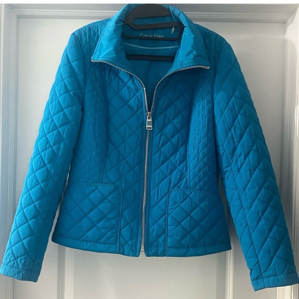 Calvin Klein Quilted Bright Teal Zip Jacket